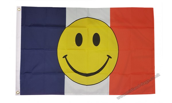 France Smiley Face 5ft x 3ft Flag - CLEARANCE